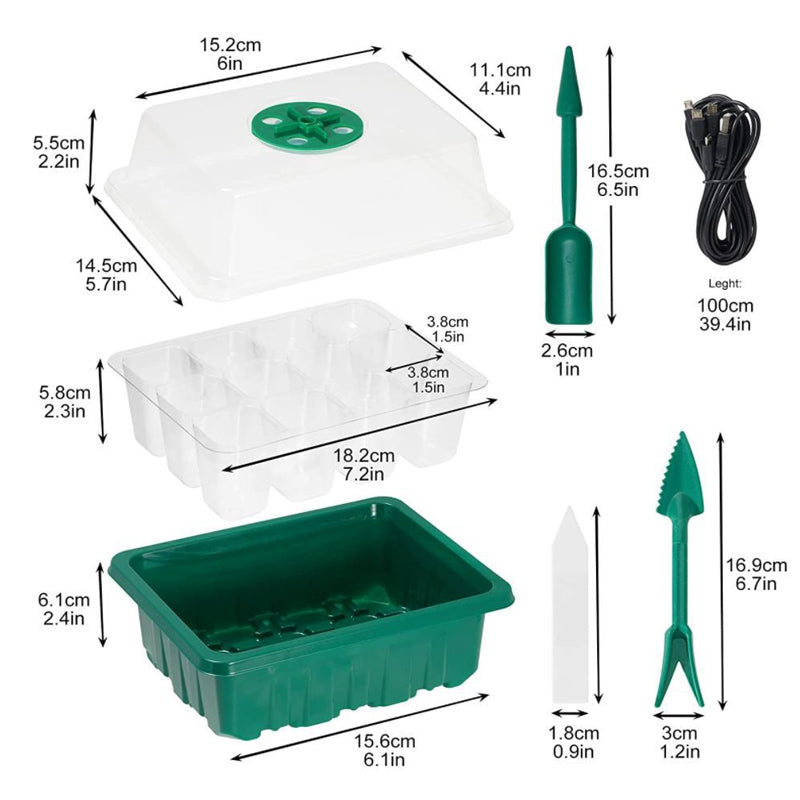 Seed Starter Trays with Grow Light, 5 sets | Kalsten