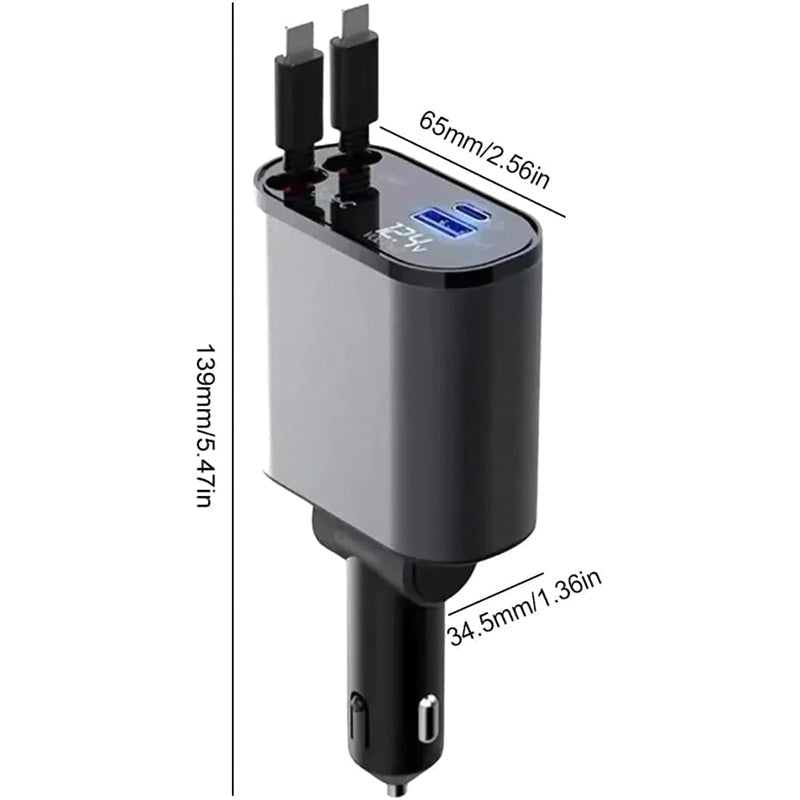 4-in-1 Car Charger with Retractable Cable | Kalsten