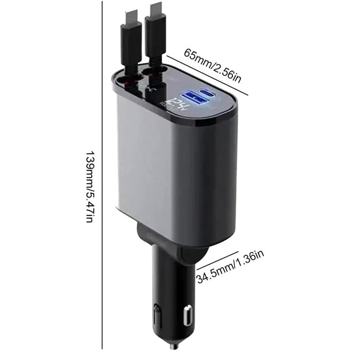 4-in-1 Car Charger with Retractable Cable | Kalsten