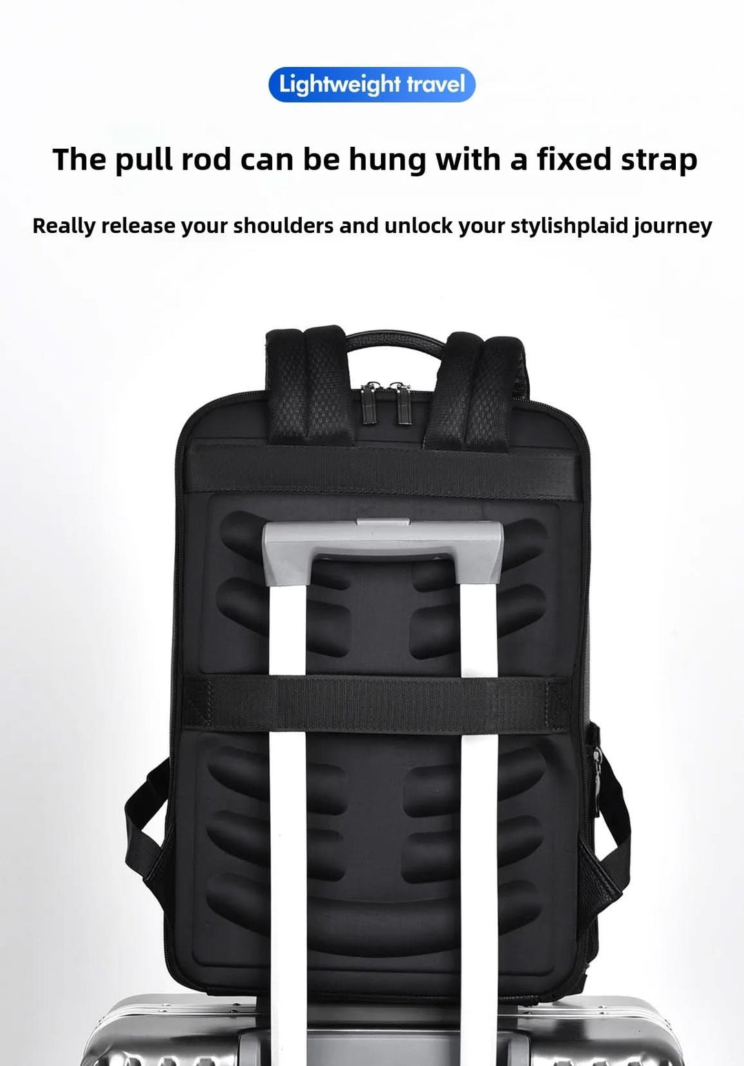 Kalsten | Elegant leather rucksack for men/women with USB port for laptop and everyday use, 15.6 inch, black