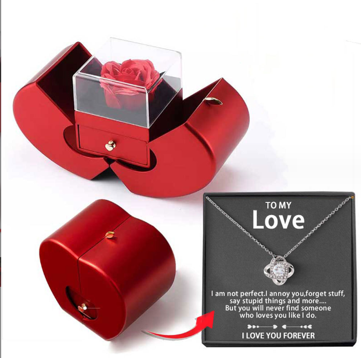 Kalsten | Rose Apple Jewelry Box™ | With Eternal Rose Necklace.