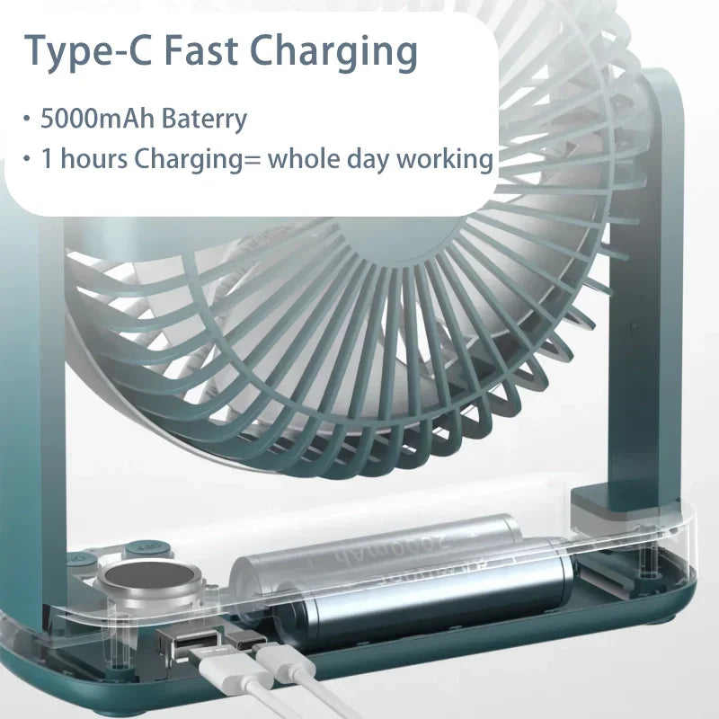 Compact Rechargeable USB Desk Fan for Home, Office, and Outdoors | Kalsten
