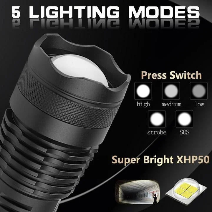Skanto | Powerful 90000 Lumens LED Flashlight – The Best Flashlight for Any Adventure