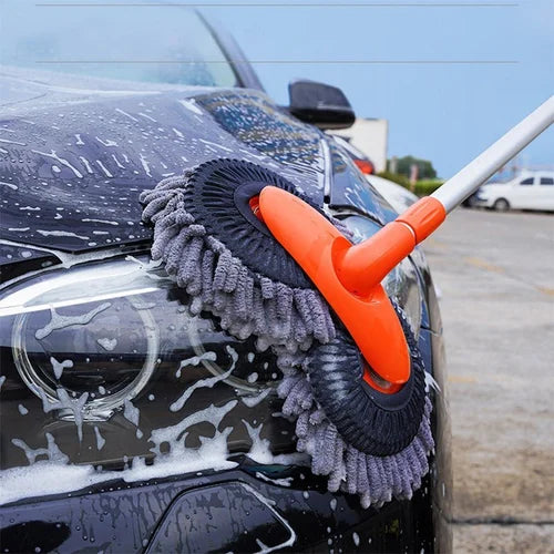 Retractable double-layered car wash brush