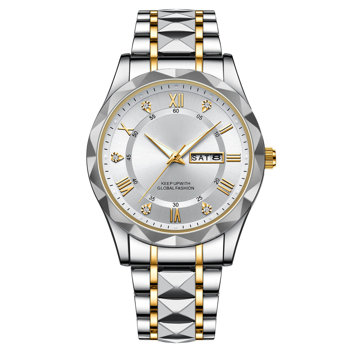 Skanto | Waterproof Luminous Stainless Steel Two-Tone Quartz Watch for Men