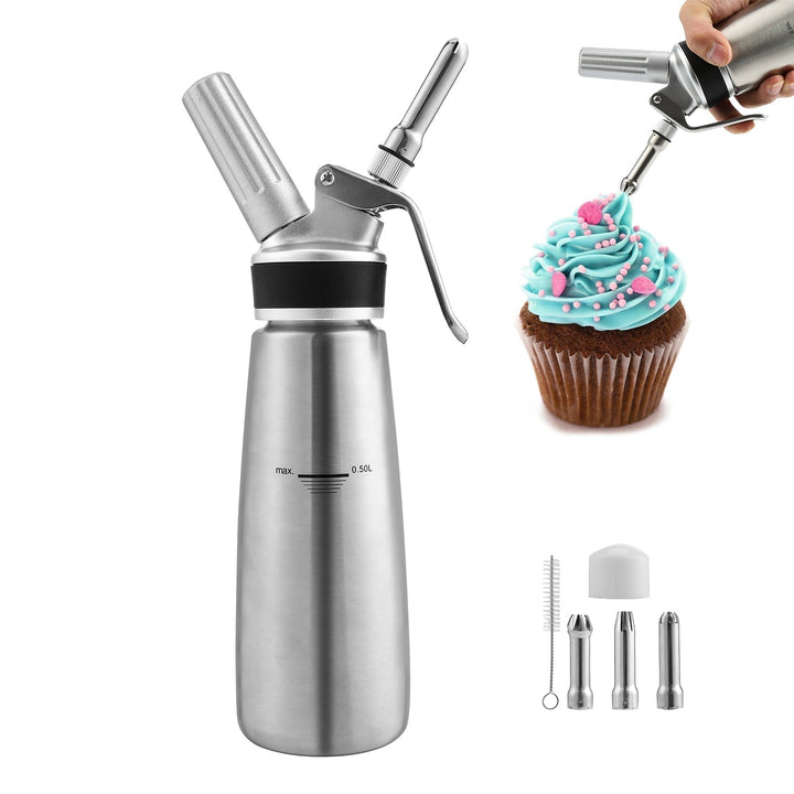 Sahne dispenser stainless steel with 3 nozzles 500ml | Kalsten