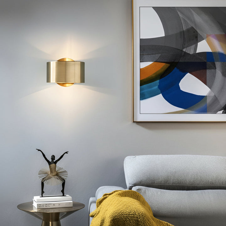 Nordic Wall Sconce Circular Up Down Iron Gold E27 15cm / 6in Minimalist Bedside Light | Kalsten