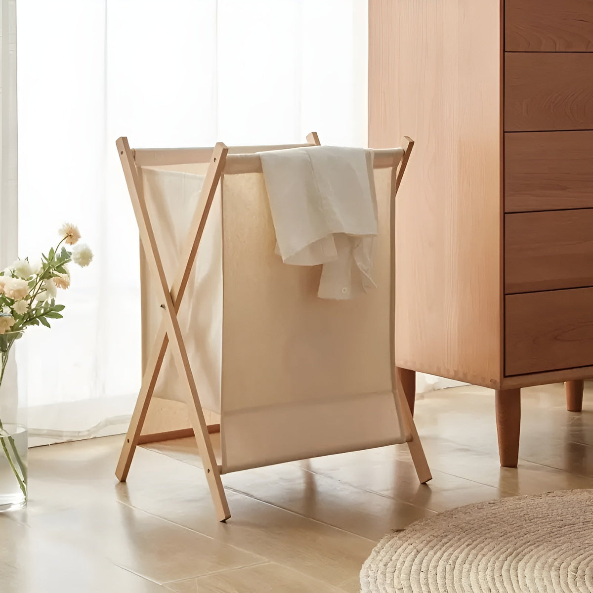 Foldable wooden laundry basket – Robust wooden design | Decorative and functional | Brehn