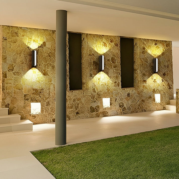 Outdoor LED Wall Sconce Up Down Waterproof Aluminum Black IP65 15-35cm / 6-14in Rectangular Garden | Kalsten