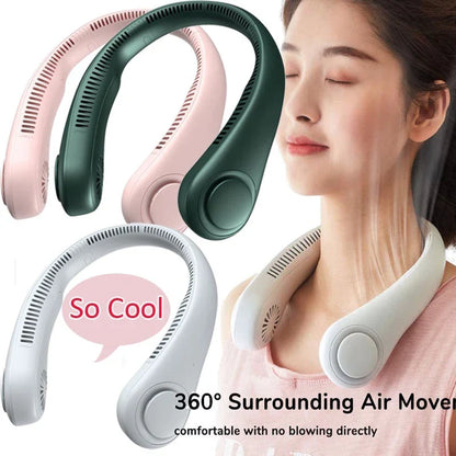 Bladeless Neck Fan, 360° Cooling Neck Fan 3 Speeds Hanging Neck Fan, Skanto