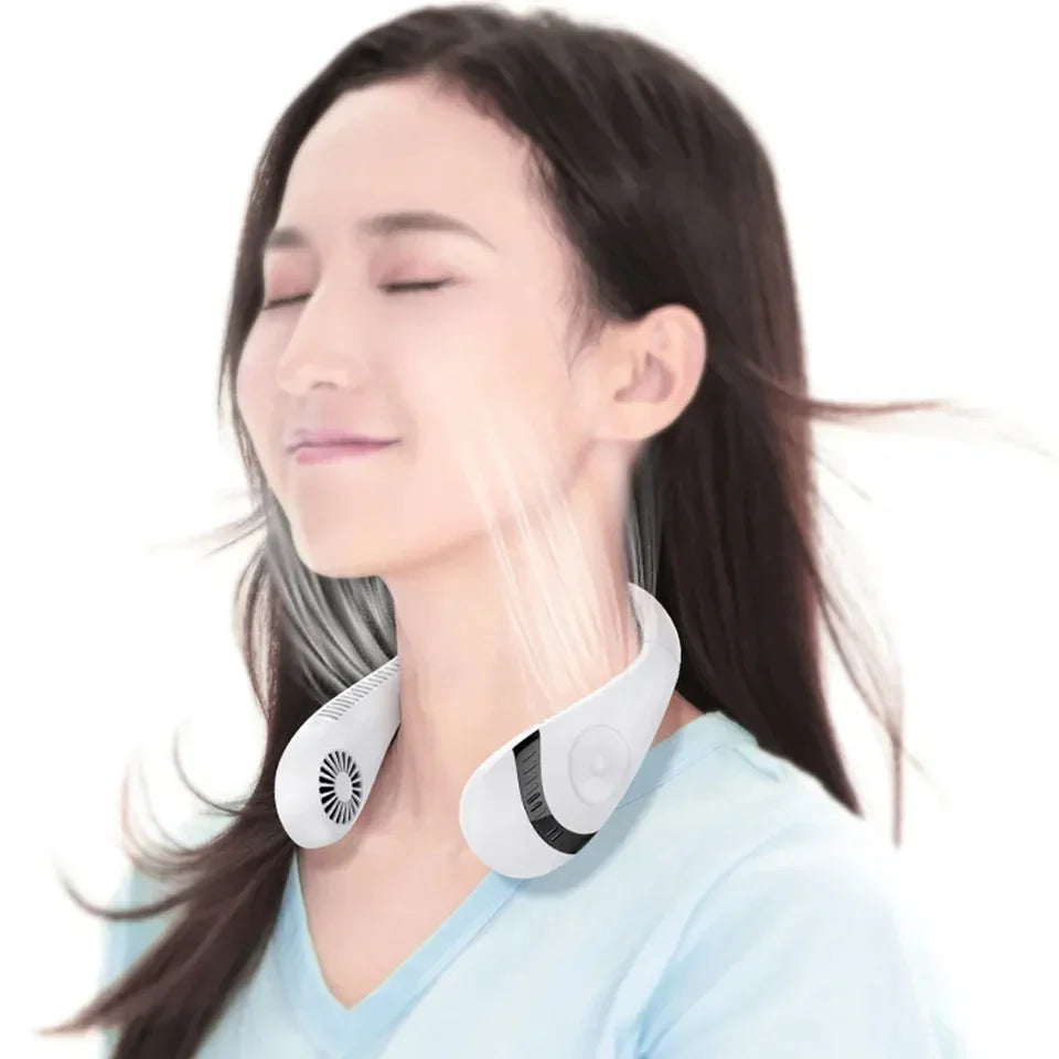 Bladeless Neck Fan, 360° Cooling Neck Fan 3 Speeds Hanging Neck Fan, Skanto