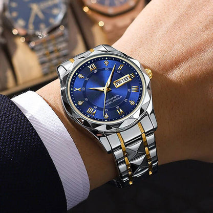 Skanto | Waterproof Luminous Stainless Steel Two-Tone Quartz Watch for Men