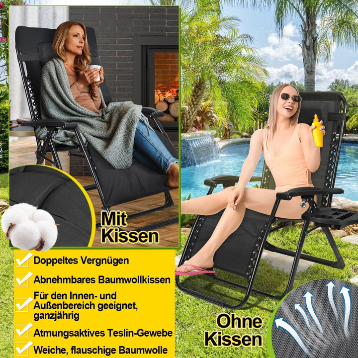 Sun Lounger Folding Deck Chair up to 200kg | Kalsten