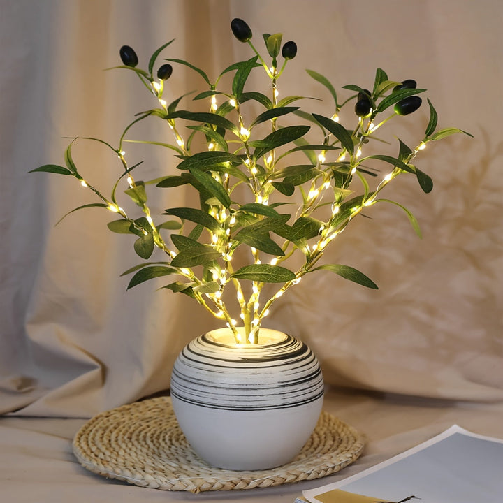 LumiTak – Elegant Olive Branch LED Table Lamp Kalsten