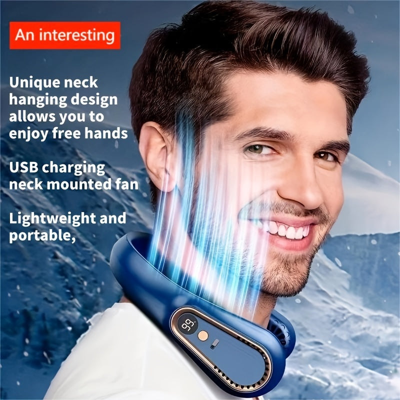 1pc Portable USB Cooler Fan With 5 Speeds And Digital Display - Super Strong Technology And Bladeless Design For Outdoor Use | Kalsten