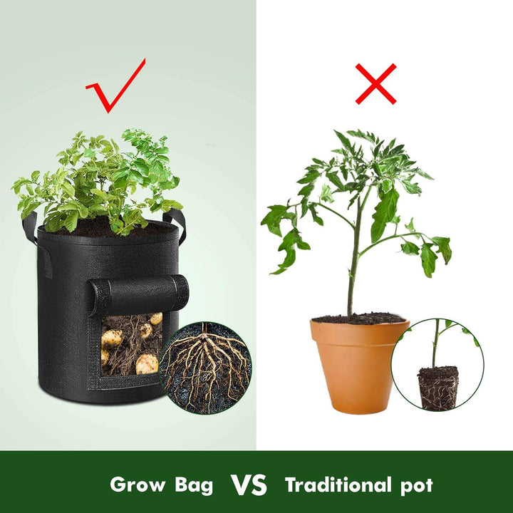 Kalsten | 5/7/10/15 Gallon Potato Planting Growing Thickened Nonwoven Plant Fabric Pot Nursery Bags for Home Gardening