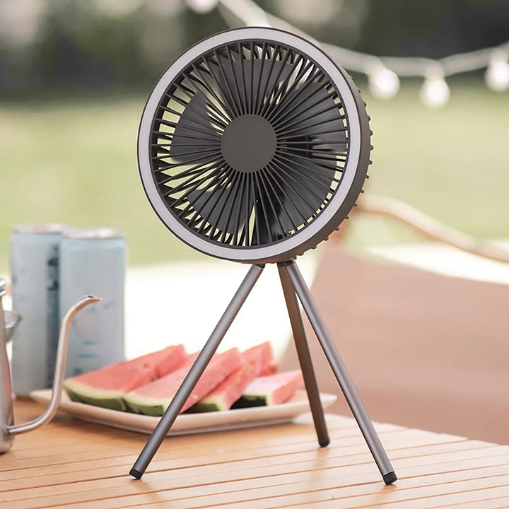 Rechargeable 10,000mAh Camping Fan with LED Lighting and Power Bank | Kalsten