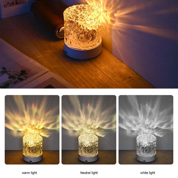Crystal Lamp Water Ripple Projector Night Light Decoration Home Houses Bedroom Aesthetic Atmosphere Holiday Gift Sunset Lights Home Decor | Kalsten
