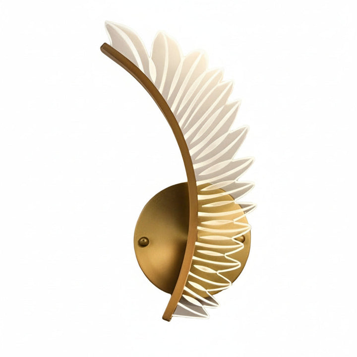 LED Wall Sconce Light – Modern Acrylic Feather Copper Leaf (40x15cm / 15.7x5.9in) | Kalsten