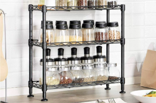 Kalsten | Heavy Duty 3-Shelf Steel Storage Rack with Locking Wheels, Adjustable Height, 750 lb Capacity