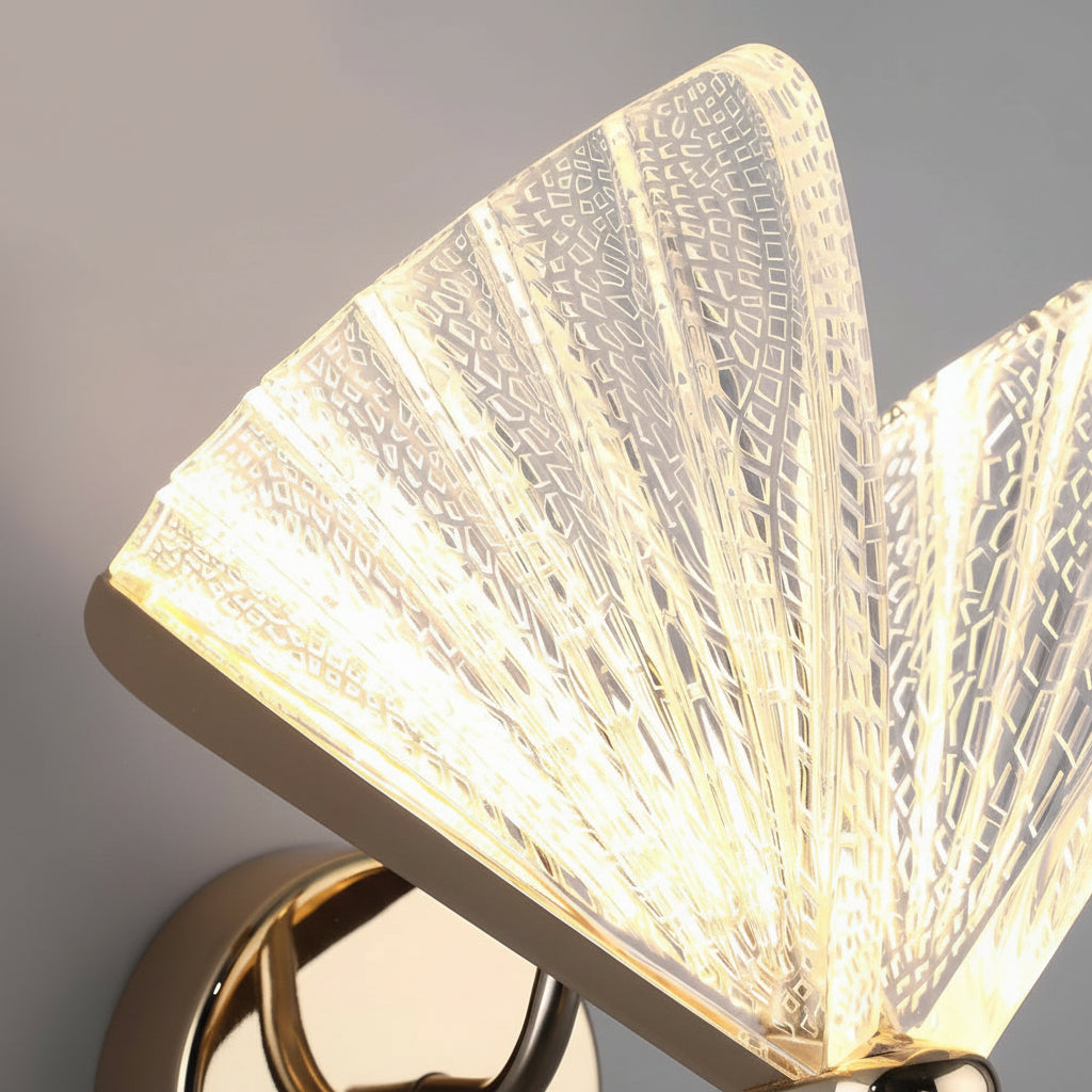 LED Wall Sconce Light – Modern Butterfly Acrylic Gold (25x19cm / 9.8x7.5in) | Kalsten