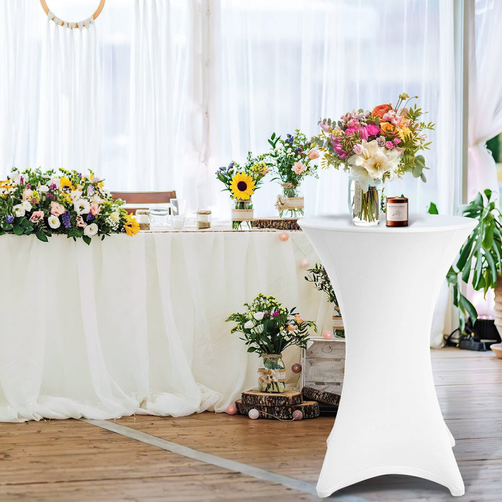 Stretch Table Cover Round Bar Table Cover White | Kalsten