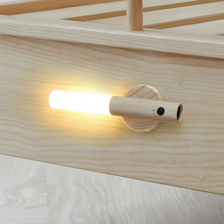 LED Night Light Wall Sconce – Wood Motion Sensor Magnetic USB Rechargeable (18x2.5cm / 7.1x1in) | Kalsten