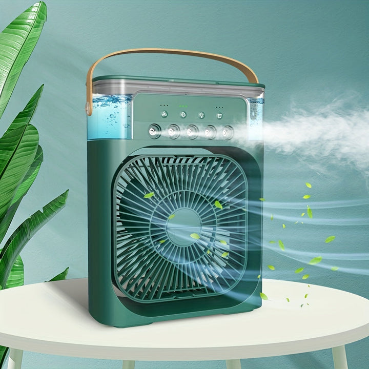 1pc Portable Air Conditioner, Household Small Air Cooler, Portable Air Adjustment For Office, 3 Speed Air Cooling Fan Humidifier, 5pcs Humidified Spray Heads For Home Appliances | Kalsten
