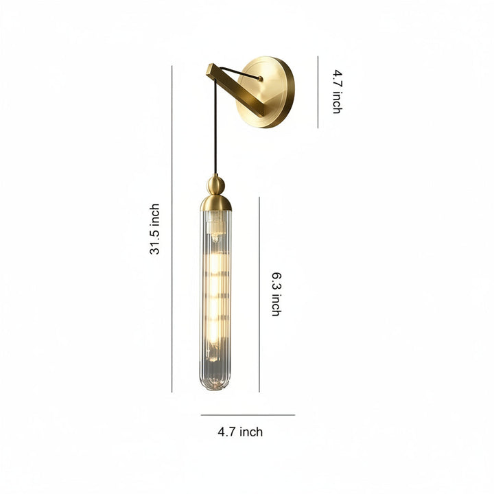LED Wall Sconce – Minimalist Brass Glass Globe Pendant G9 (12x45cm) | Kalsten