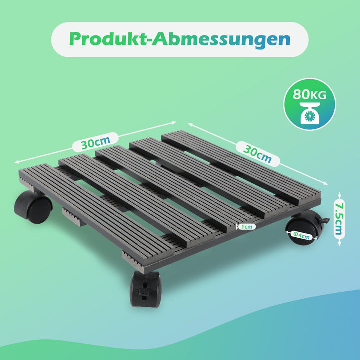 WPC Plant Roller Square with Wheels Load Capacity 80 kg | Kalsten