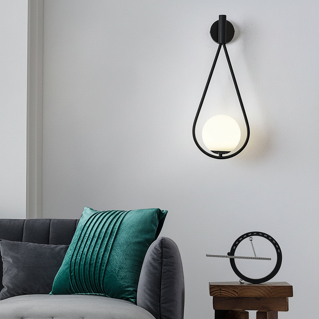 LED Wall Sconce – Water Drop Nordic Glass & Iron Lamp (23cm / 9in) | Kalsten