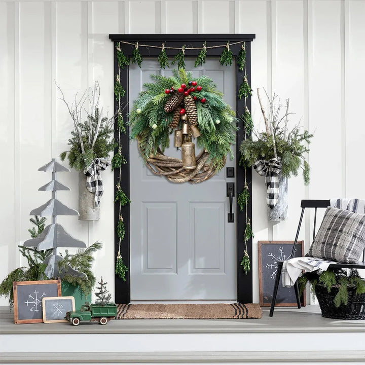 Rustic Boho Christmas Wreath with Pine Cones