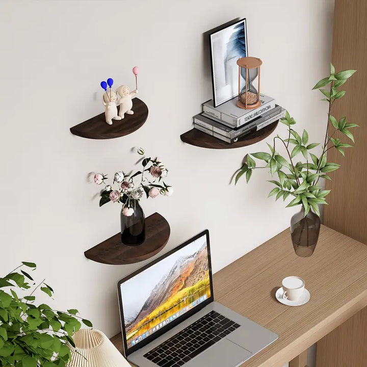 Half-Round Triple Floating Wall Shelf