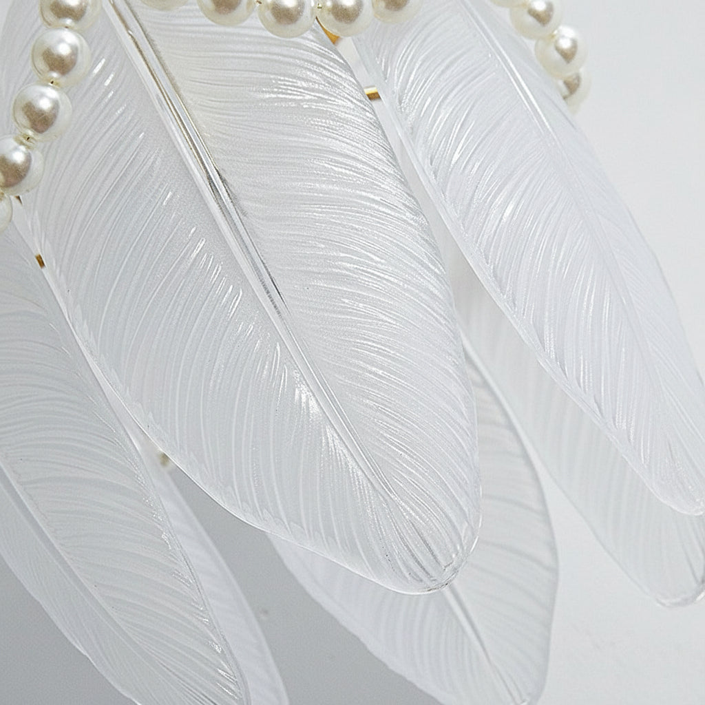 LED Wall Sconce Light – Nordic Glass Feather Leaf Art Deco (20x20cm / 7.9x7.9in) | Kalsten