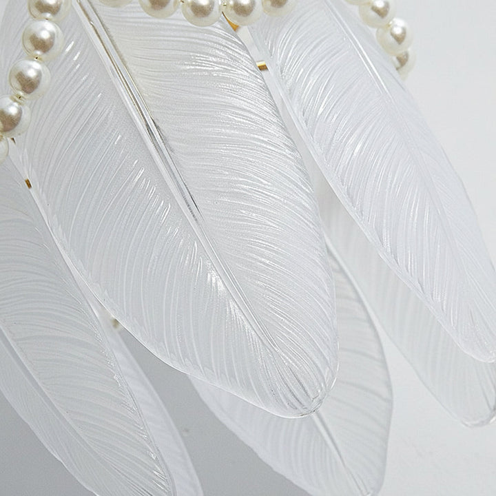 LED Wall Sconce Light – Nordic Glass Feather Leaf Art Deco (20x20cm / 7.9x7.9in) | Kalsten
