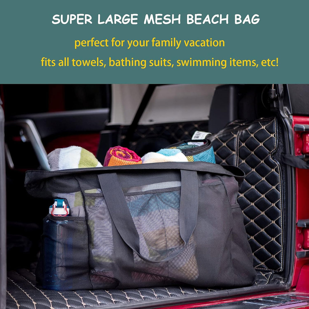 Extra-Large Mesh Beach Tote with Zipper – Sandproof Carryall | Kalsten