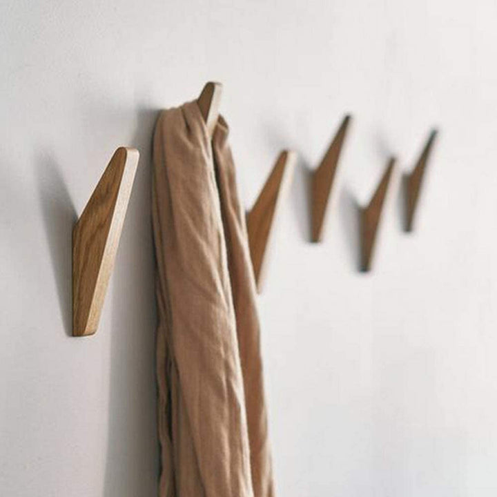 Wooden Wall Hooks Set Nordhaak – 6 Minimalist Coat Hooks Made of Solid Wood | Kalsten