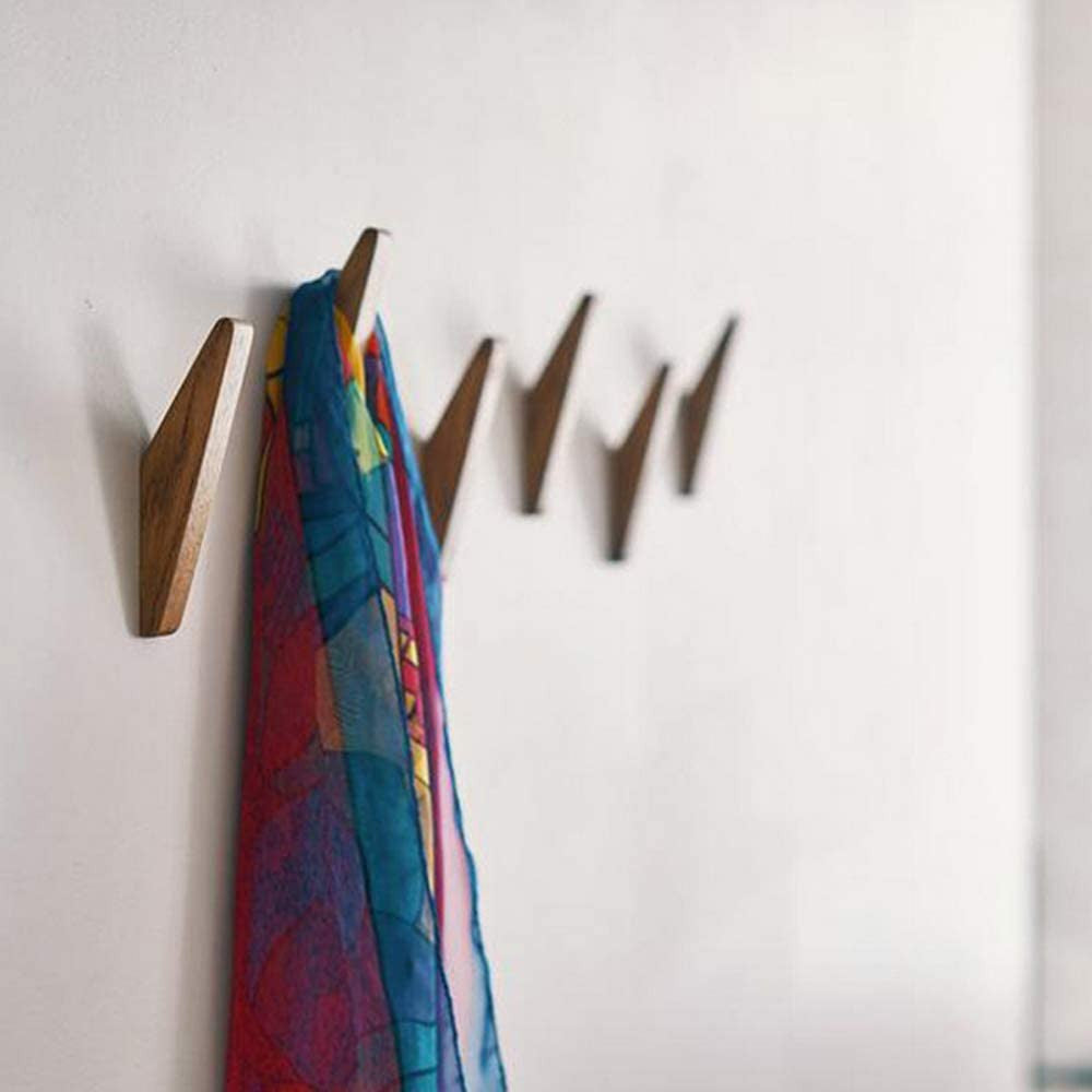 Kalsten | Wooden Wall Hooks Set Nordhaak – 6 Minimalistic Coat Hooks made of Solid Wood