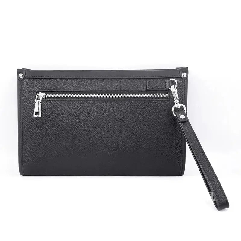 Men's Genuine Leather Business Clutch with Fingerprint Lock – Black | Kalsten
