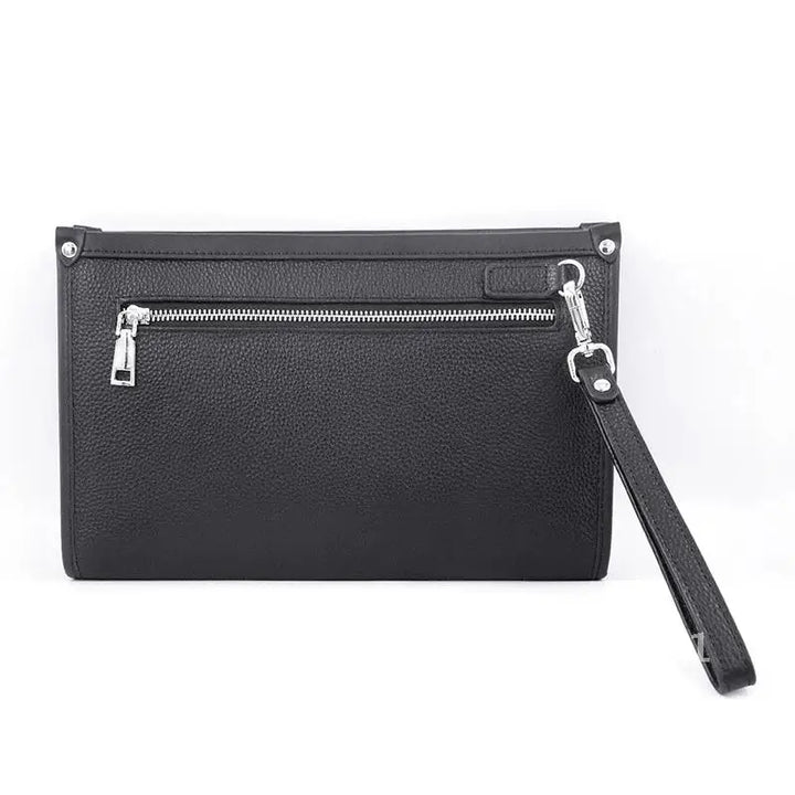 Men's Genuine Leather Business Clutch with Fingerprint Lock – Black | Kalsten
