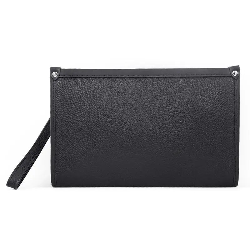 Men's Genuine Leather Business Clutch with Fingerprint Lock – Black | Kalsten