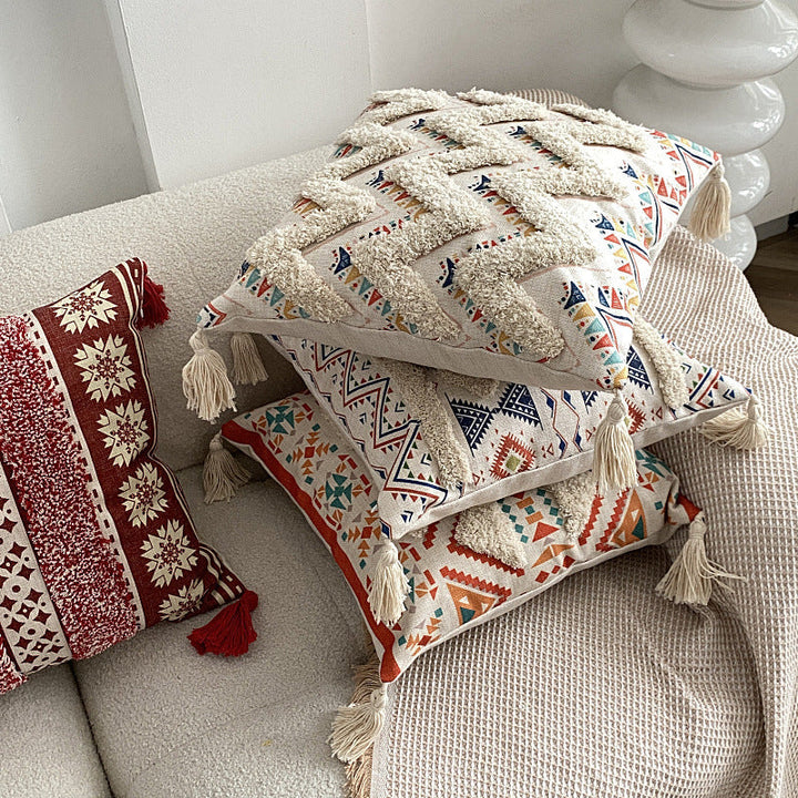 Boho lined fringe throw pillow cover | Kalsten