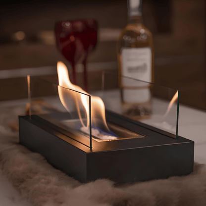 Skanto | FlameGlow Bioethanol Tabletop Fireplace – Real Fire Without Smoke or Soot