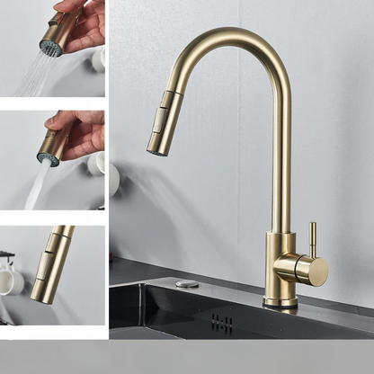 Skanto | Modern Kitchen Faucet with Swivel Spout and Nickel Finish