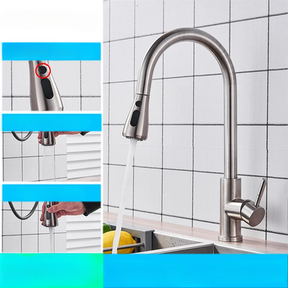 Skanto | Modern Kitchen Faucet with Swivel Spout and Nickel Finish