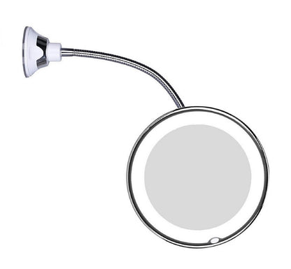 Skanto | Claravue LED Magnifying Mirror with Flexible Gooseneck Bracket – 10x Zoom, Daylight LEDs & Suction Cup Mount