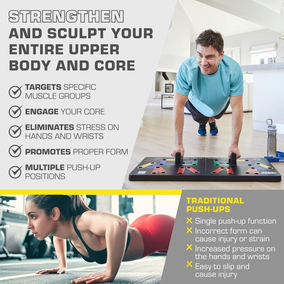 Kalsten | Flexifit Foldable Push-Up Training Board – 30+ Color-Coded Positions – Full Body Strength Workout – Chest, Arms, Shoulders Training