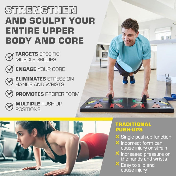 Kalsten | Flexifit Foldable Push-Up Training Board – 30+ Color-Coded Positions – Full Body Strength Workout – Chest, Arms, Shoulders Training