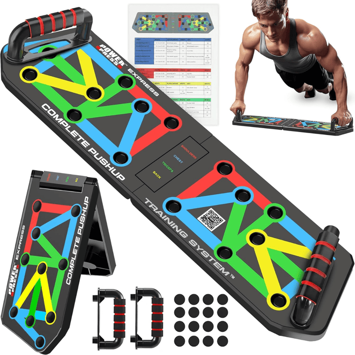 Kalsten | Flexifit Foldable Push-Up Training Board – 30+ Color-Coded Positions – Full Body Strength Workout – Chest, Arms, Shoulders Training
