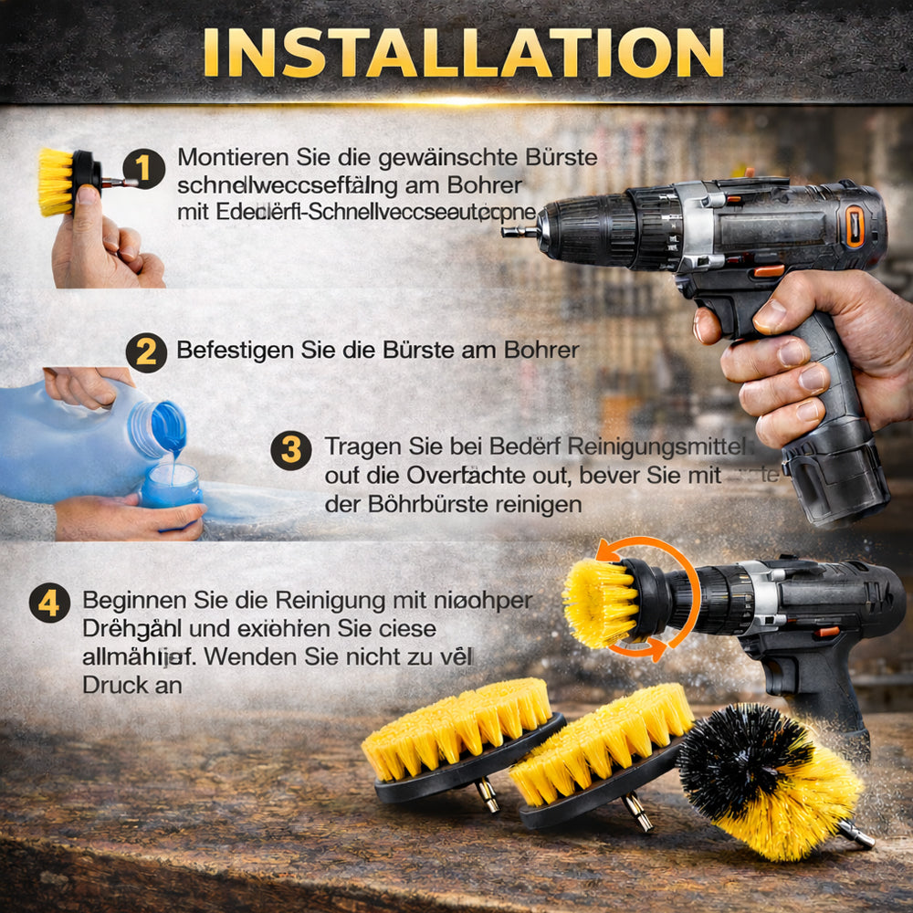 4-in-1 Brush Set for Drill – effective cleaning without effort | Kalsten